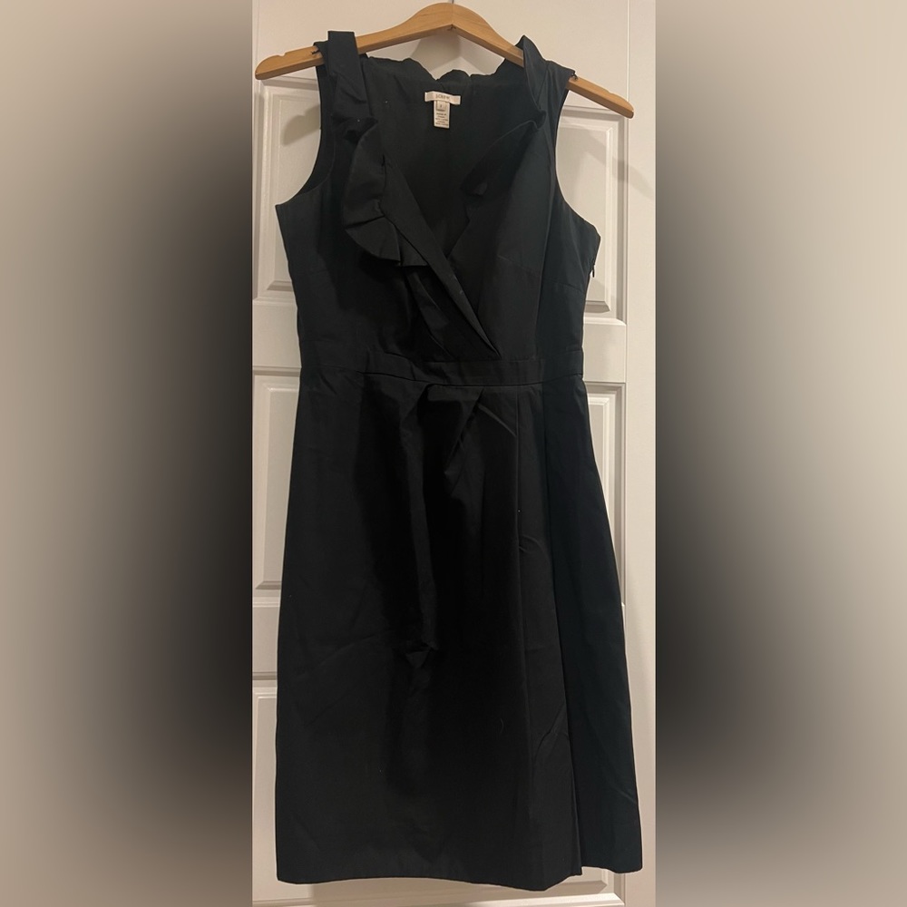 J. Crew Ruffle V-Neck Side Pleated Suit Dress